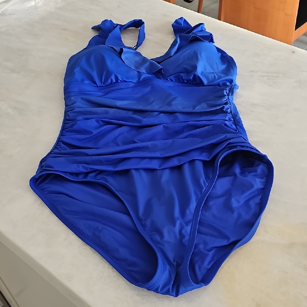 LaBlanca Blue Swimsuit with Adjustable Ruffle Straps Used